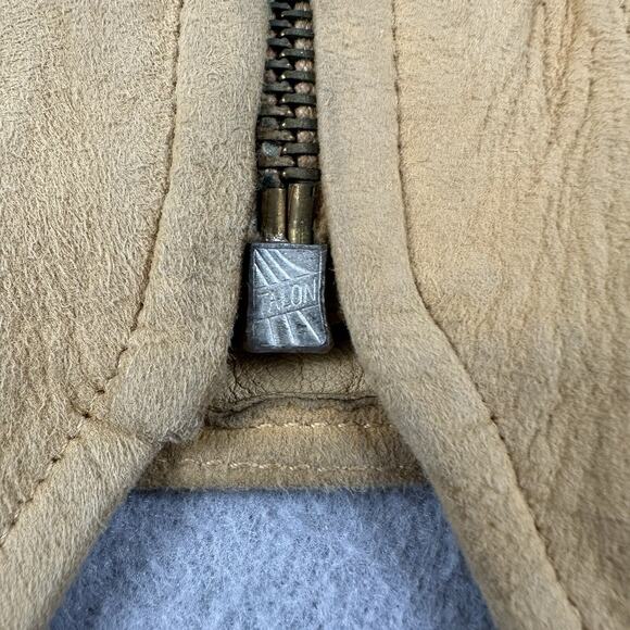 Vintage 40s Briar Club Suede Vest Small Brown Leather Talon Zip Hunting Workwear - Picture 7 of 16